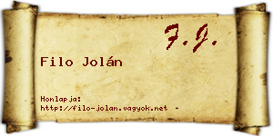 Filo Jolán névjegykártya